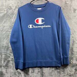 Champion Sweater Youth Extra Large 14/16 Blue Crewneck Logo Sweatshirt Jumper